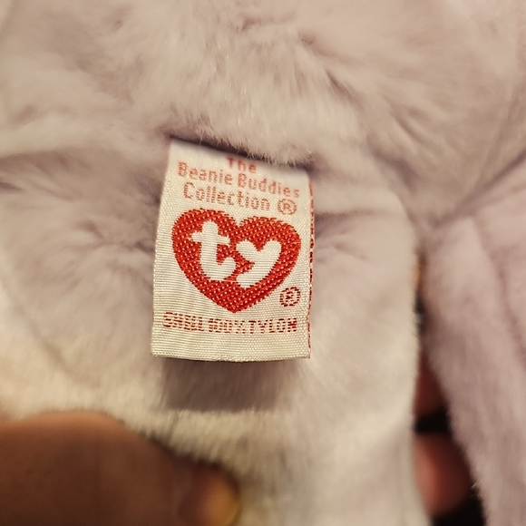 Ty "Floppity" Lavender Plush Bunny with Pink Ears - Buddies Collection - 2001 - Picture 3 of 10
